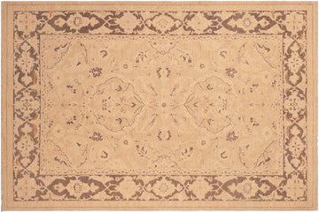 handmade Traditional Kafkaz Chobi Ziegler Tan Brown Hand Knotted RECTANGLE 100% WOOL area rug 6 x 9